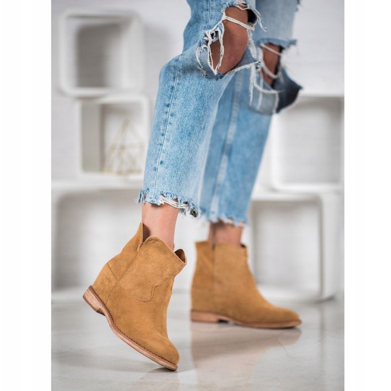 Bella Paris Stivali da cowboy in pelle scamosciata marrone 1