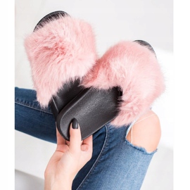 SHELOVET Comode pantofole in pelliccia rosa 2