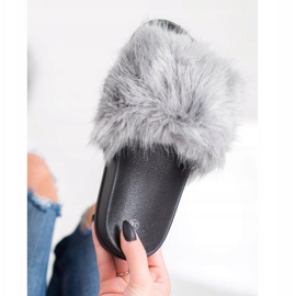 SHELOVET Comode pantofole in pelliccia grigio 1