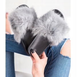 SHELOVET Comode pantofole in pelliccia grigio 2