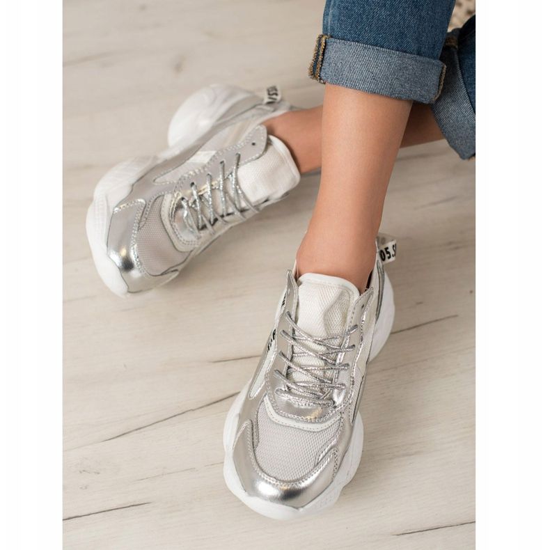 Goodin Sneakers in pelle argento grigio 1