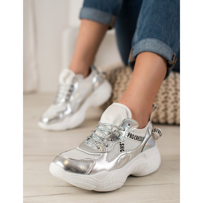 Goodin Sneakers in pelle argento grigio 2