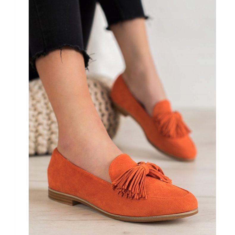 Seastar Calzature in pelle scamosciata con frange arancia 1