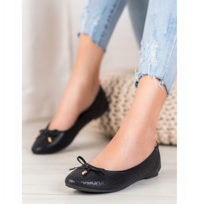 SHELOVET Ballerina Traforata Con Ecopelle nero 1