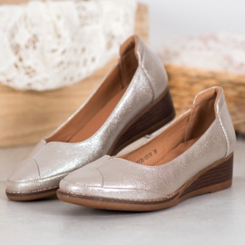 Vinceza Décolleté casual con zeppa d'oro 1