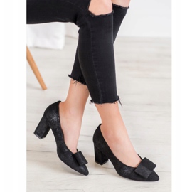 W. Potocki Décolleté Glitter Con Fiocco nero 1