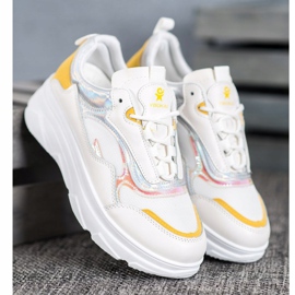 SHELOVET Scarpe da ginnastica bianche alla moda bianco giallo 1