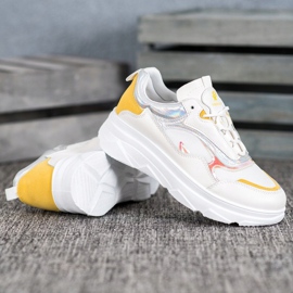 SHELOVET Scarpe da ginnastica bianche alla moda bianco giallo 2