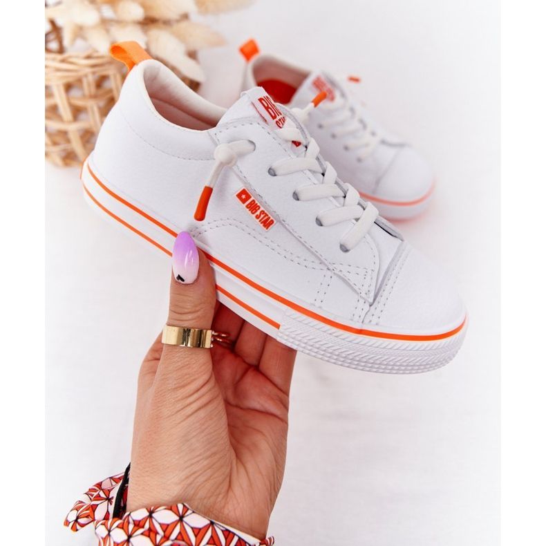 Sneakers Bambino Ecopelle Big Star HH374036 Bianco-Arancio bianca 2