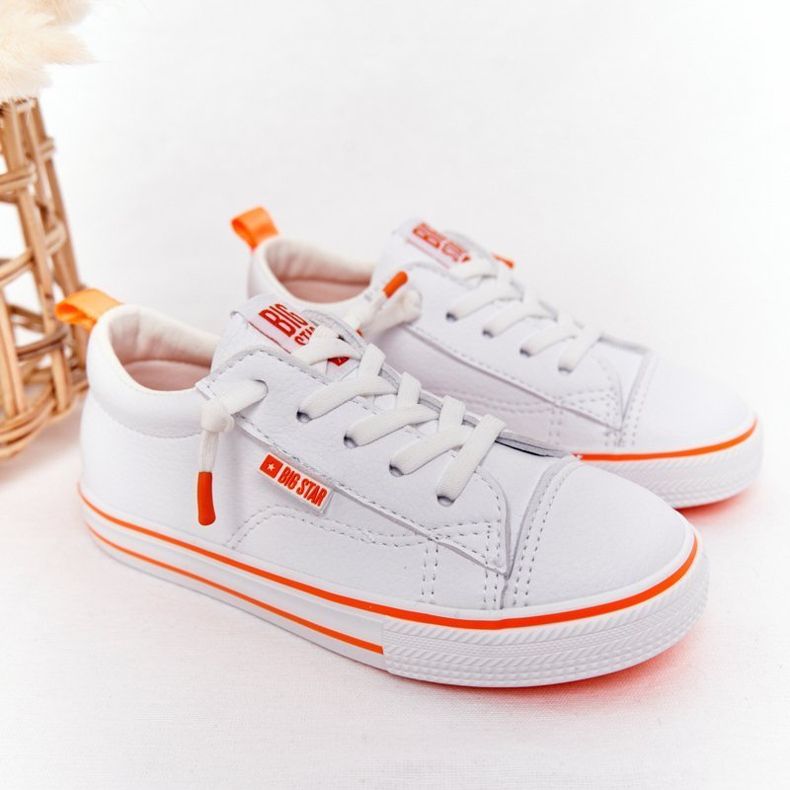 Sneakers Bambino Ecopelle Big Star HH374036 Bianco-Arancio bianca 1