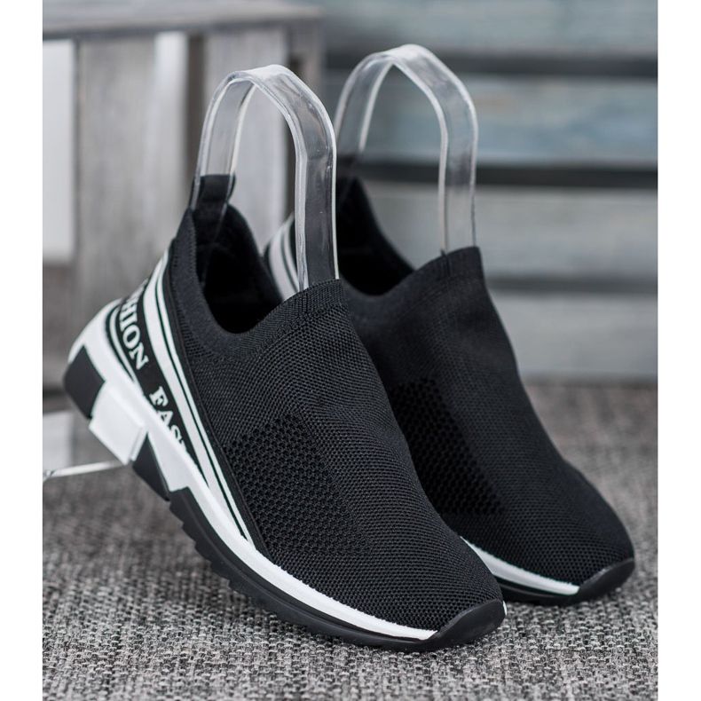 SHELOVET Moda Slipony Openwork bianco nero 1