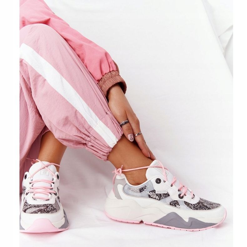Scarpe sportive da donna Memory Foam Big Star HH274326 Bianco bianca rosa multicolore 2