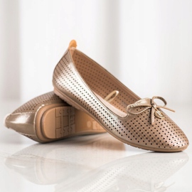 Ballerine traforate con fiocco VINCEZA beige d'oro 1