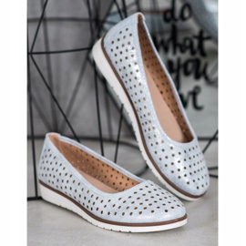 Kylie Ballerine traforate con glitter blu grigio 1