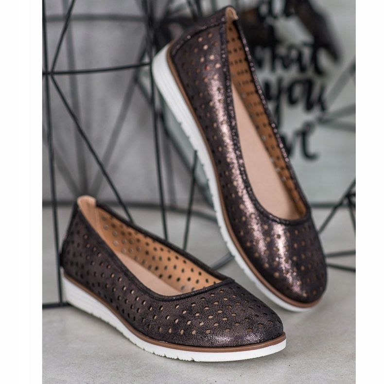 Kylie Ballerine traforate con glitter marrone 1