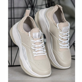 Kylie Sneakers comode sulla piattaforma beige grigio 1