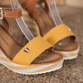 Goodin Sandali con zeppa alla moda marrone multicolore giallo 1