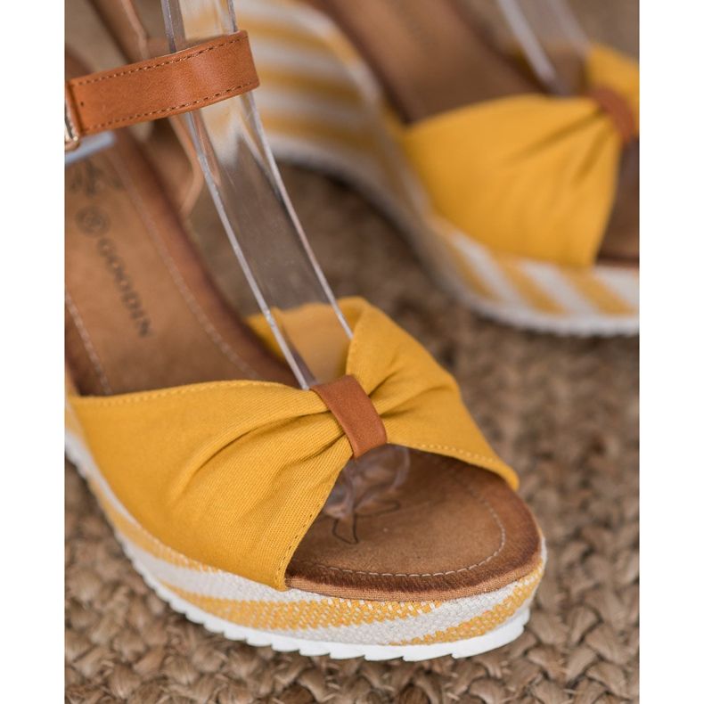 Goodin Sandali gialli con zeppa marrone giallo 1