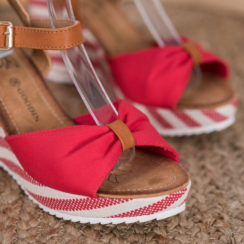 Goodin Sandali rossi sulla zeppa marrone rosso 2