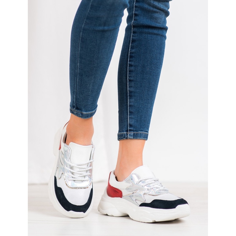 Filippo Sneakers colorate in pelle bianca 2
