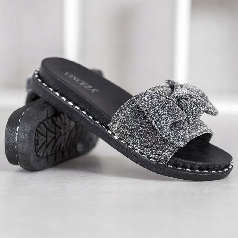 VINCEZA Pantofole Glitter nero grigio 1