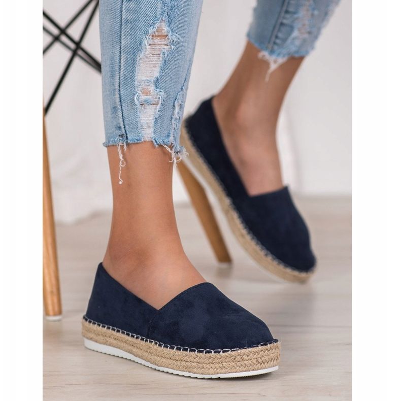 Small Swan Espadrillas in camoscio blu navy 1