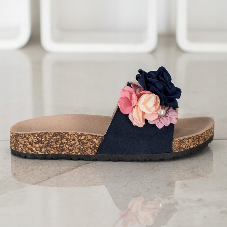 VINCEZA ciabatte con fiori blu navy blu multicolore 1
