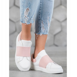 SHELOVET Scarpe slip-on con elastico bianca rosa 2