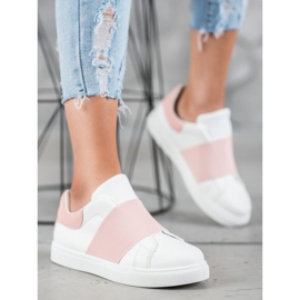 SHELOVET Scarpe slip-on con elastico bianco rosa 1