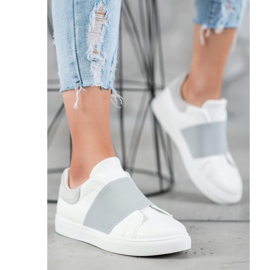SHELOVET Scarpe slip-on con elastico bianca grigio 2