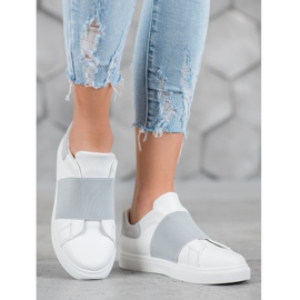 SHELOVET Scarpe slip-on con elastico bianco grigio 1