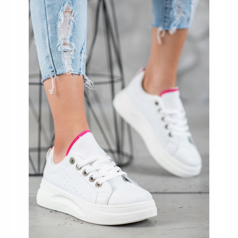 SHELOVET Sneakers alla moda sulla piattaforma bianca 2