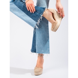 SHELOVET Eleganti espadrillas con zeppa beige 2