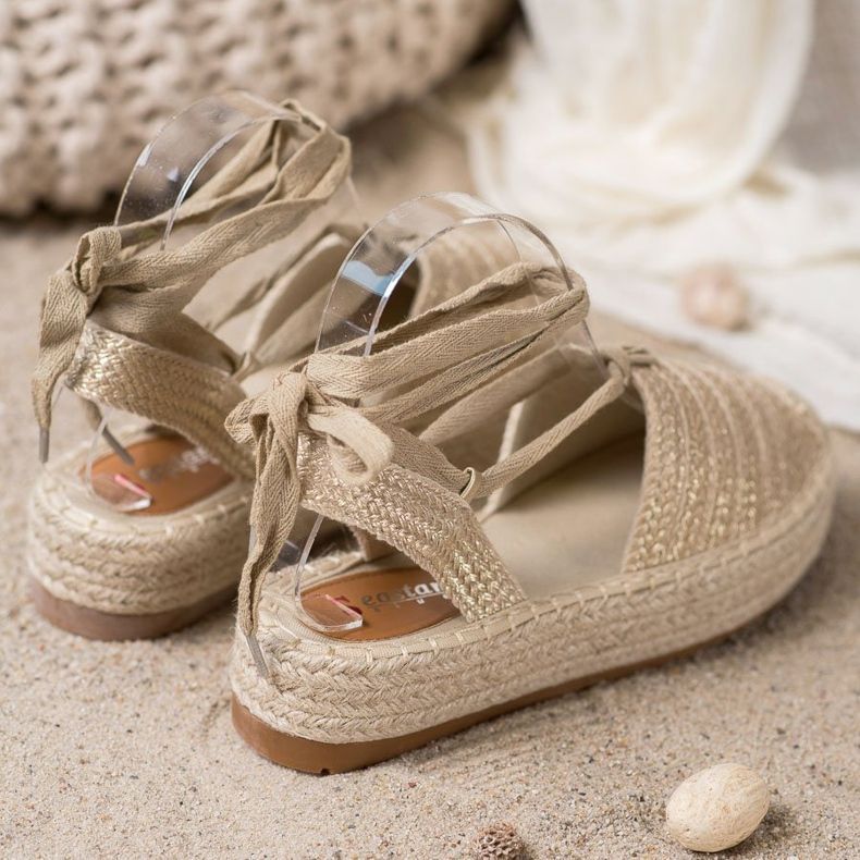 Seastar Sandali espadrillas allacciati d'oro 2