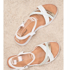 Small Swan Sandali con zeppa bassa bianco grigio 1