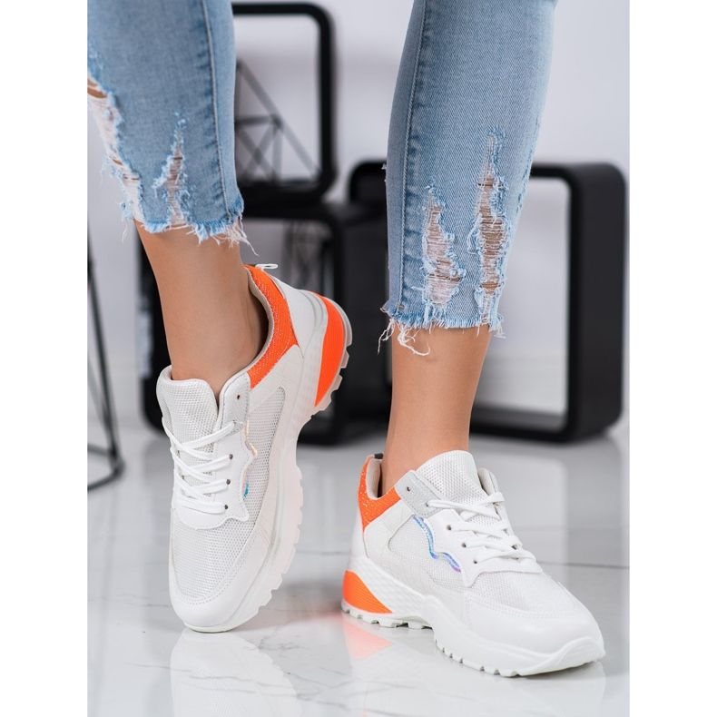 SHELOVET Sneakers Con Inserti Arancioni bianca arancia 2