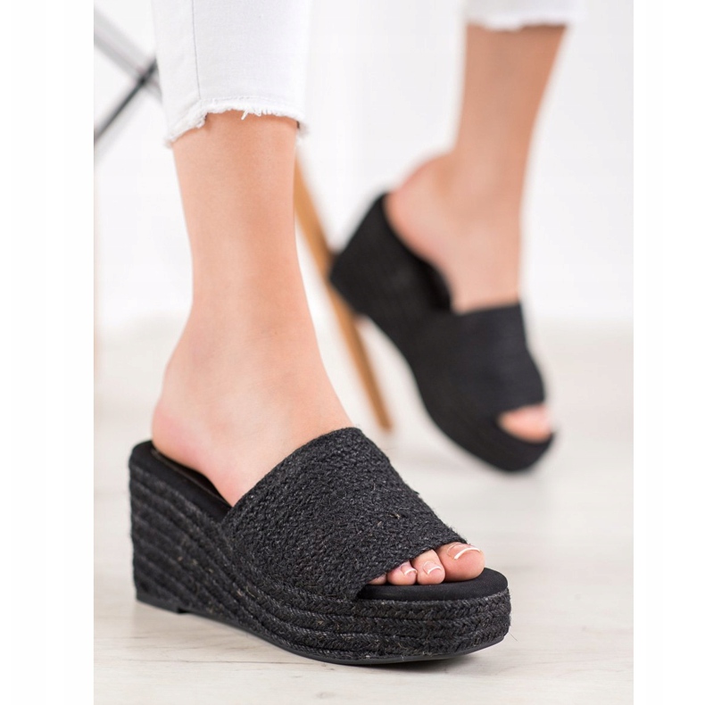 Kylie Pantofole con zeppa alla moda nero 1