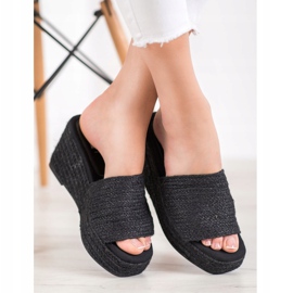 Kylie Pantofole con zeppa alla moda nero 2