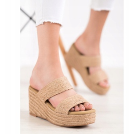 Kylie Pantofole con zeppa leggera beige 1