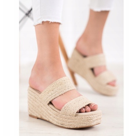 Kylie Pantofole con zeppa leggera beige 1