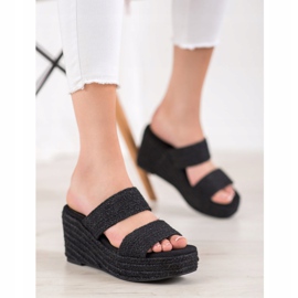 Kylie Pantofole con zeppa leggera nero 1