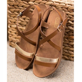 Filippo Sandali casual con striscia dorata marrone d'oro 1