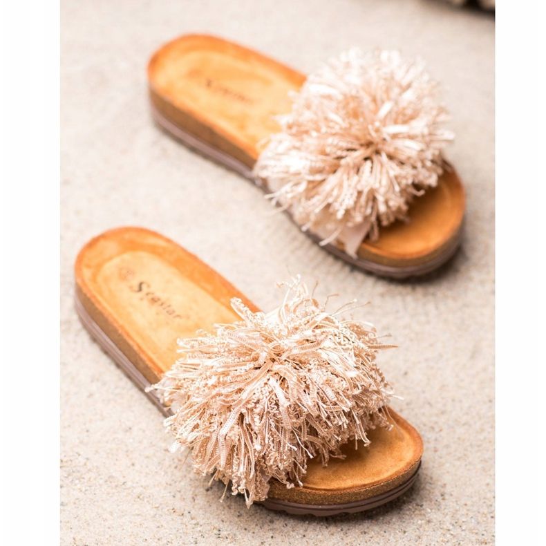 Seastar Pantofole Beige Con Frange 1