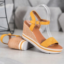 Weide Zeppe in pelle scamosciata alla moda giallo 1