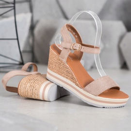 Weide Zeppe in pelle scamosciata alla moda beige 1