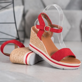 Weide Zeppe in pelle scamosciata alla moda rosso 1