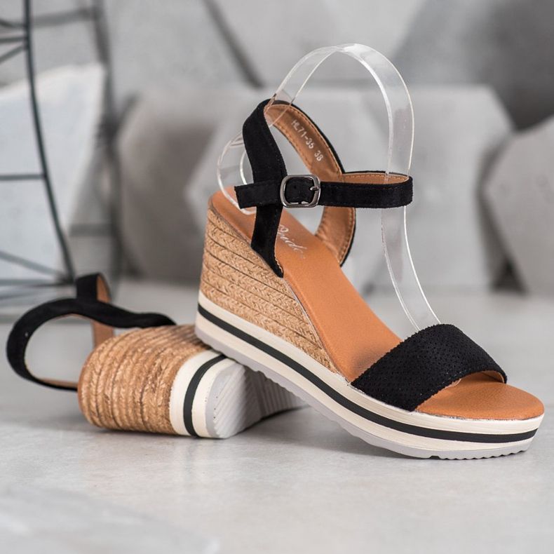Weide Zeppe in pelle scamosciata alla moda nero 1