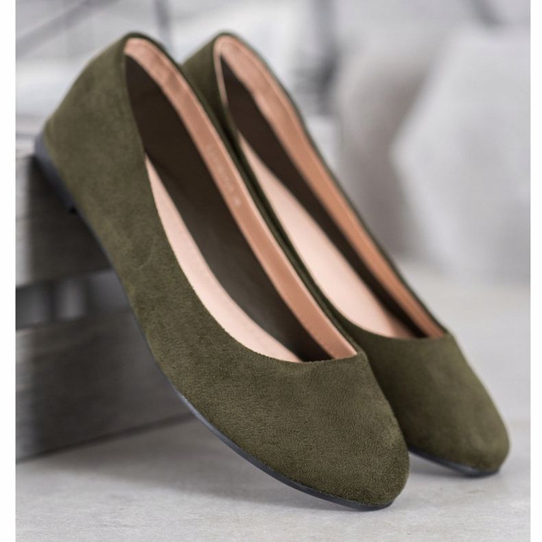 Best Shoes Ballerine in camoscio verde 1