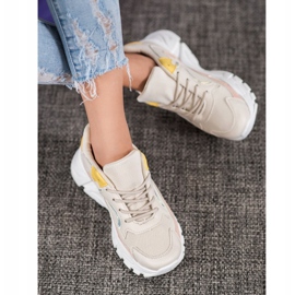 SHELOVET Sneakers alla moda sulla piattaforma beige rosa giallo 1