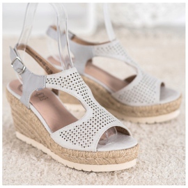 Aclys Espadrillas in pelle scamosciata sulla zeppa grigio 1